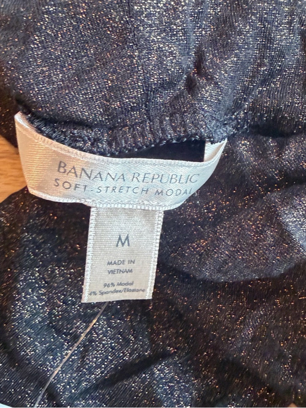 Banana Republic Black Metallic Sheer Turtleneck Top size medium - Picture 3 of 4